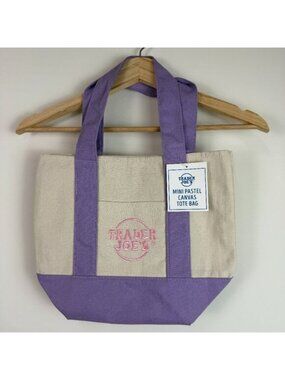 Trader Joe’s Mini Tote Bag Canvas Pastel Limited Edition Purple